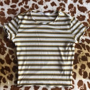 Lettuce Trim Yellow Striped Top